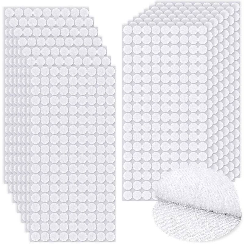 JIURUN Self Adhesive Dots White 0.39",0.59",0.78", Strong Adhesive Sticky Round Nylon Tapes, Hook & Loop Dots for Arts and Crafts School Classroom Home,Office - Image 1
